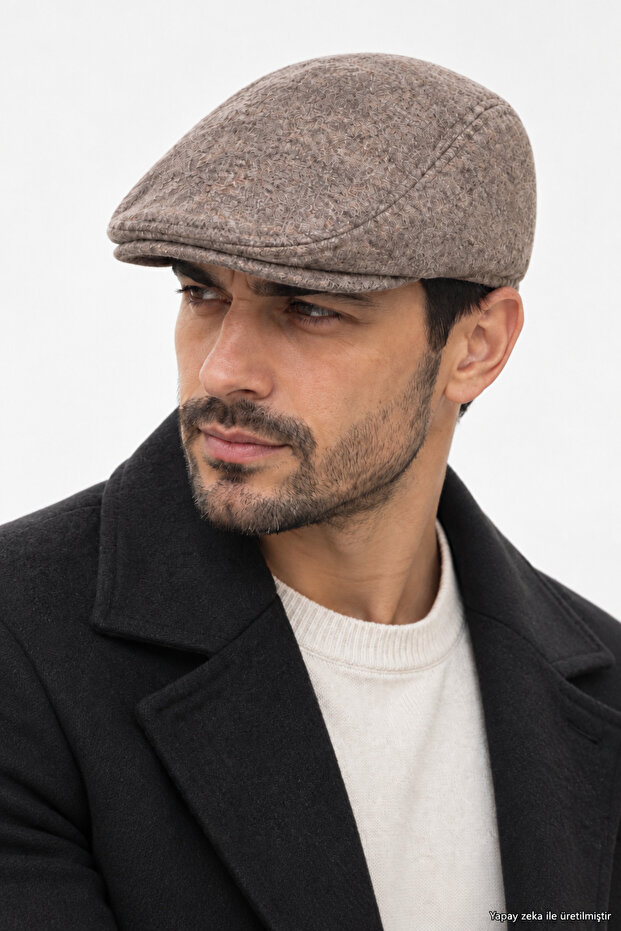 Men's London Beanie Hat Winter Beanie Plain British Model Classic Casual Hat Cap Beige