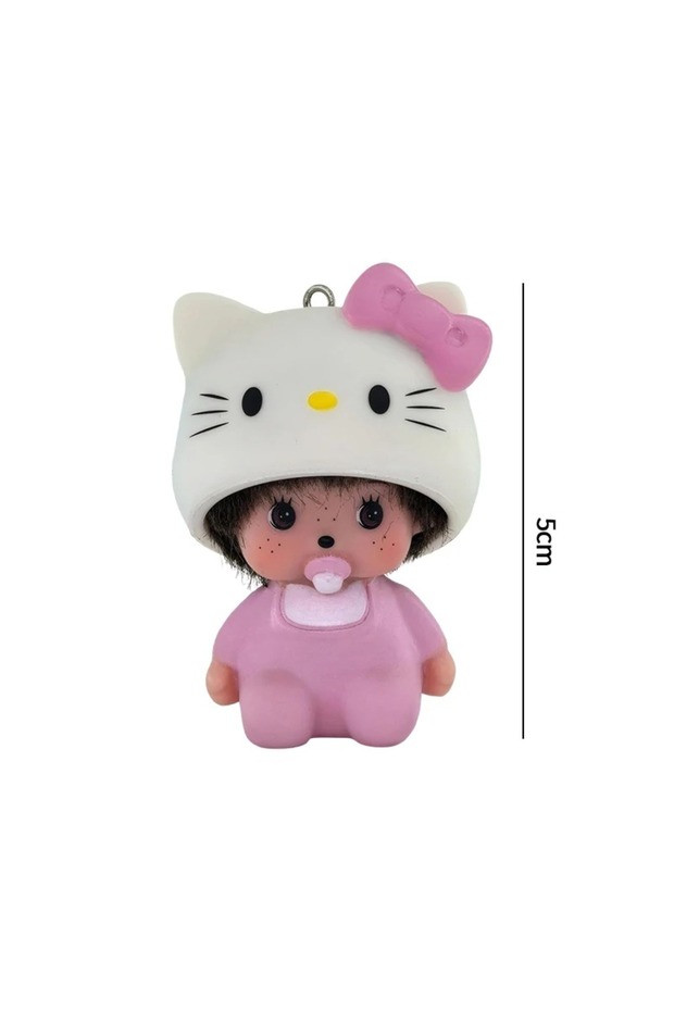 A New2026 Action Anime Figure Monchhichi Keychain Hello Kitty Toy Keyring Cute Kitty Keychains for B