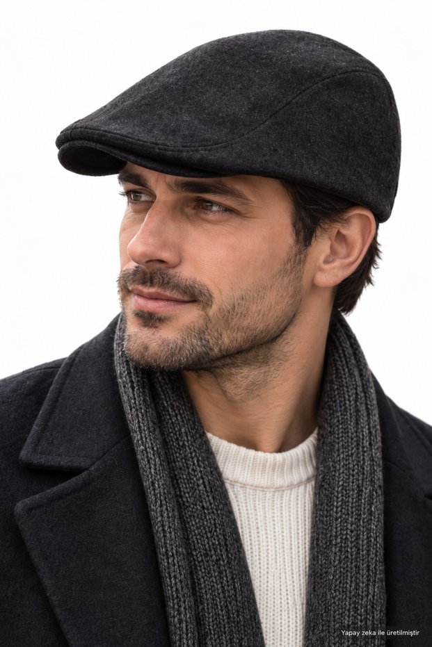 Men's London Beanie Hat Winter Beanie Plain British Model Classic Casual Hat Cap Anthracite