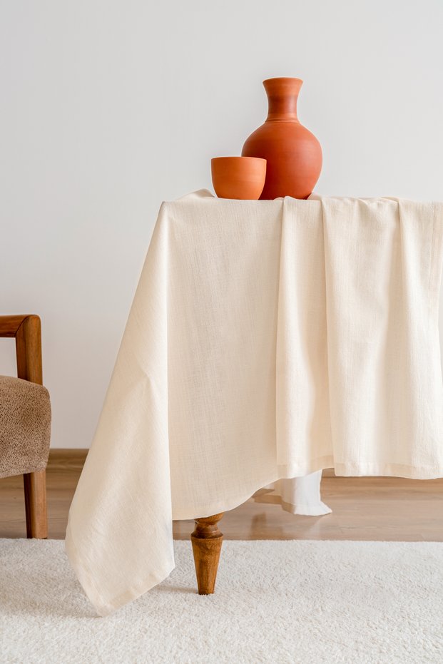Pure Cotton Tablecloth – Cream