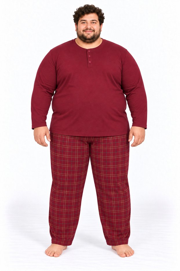 Men's High Quality Interlock Combed Cotton Plus Size Pajama Set 18562