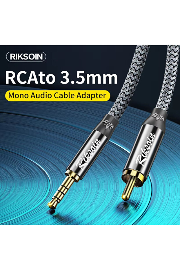 2m RIKSOIN RCA to 3.5mm Jack Cable, Nylon-Braided RCA Audio Cable, Hi-Fi Audio Aux RCA Cable for Xia