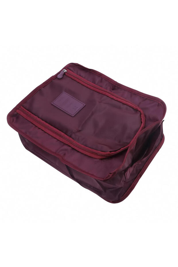 Wine red Portable Shoe Bags Travel Holds Multifunction Folding Storage Handbag High Capacity Mini So