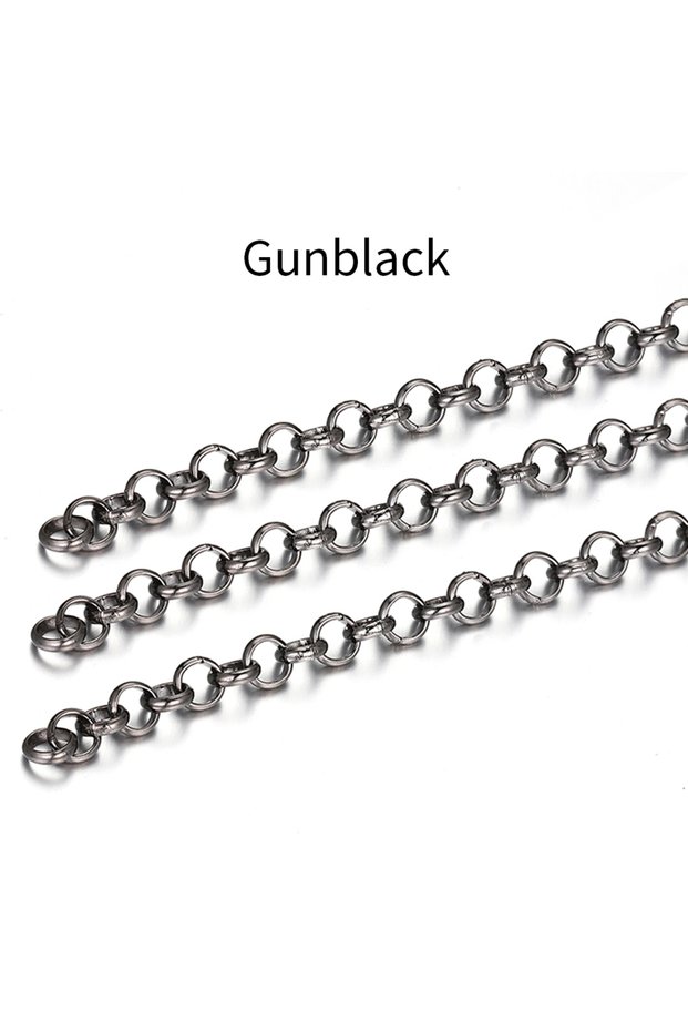 4.8mm width Gunblack-2Meters 2Meters Gold Color Round O Shape Necklace Bracelet Accessories 3.2/4.8/