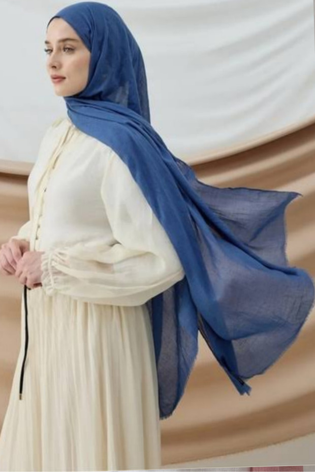 Aya Series Plain Aya Thin Cotton Shawl Cobalt Blue