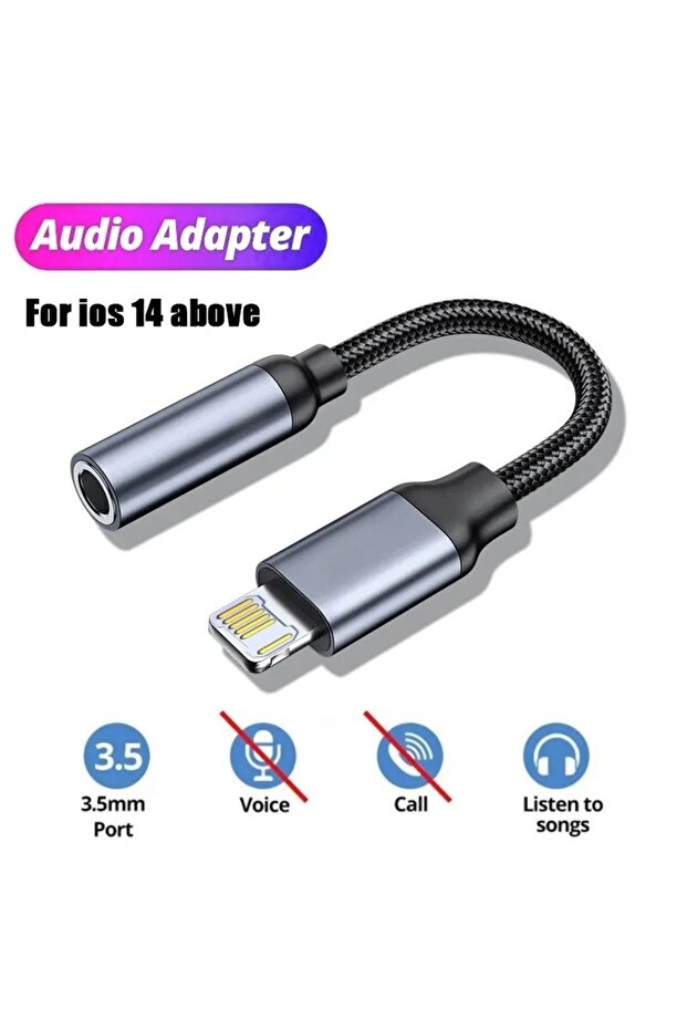 Adapter for iPhone 8 Pin to 3.5mm Jack AUX Cable For iPhone 14 13 12 11 Pro Max IOS 14 Male to Femal