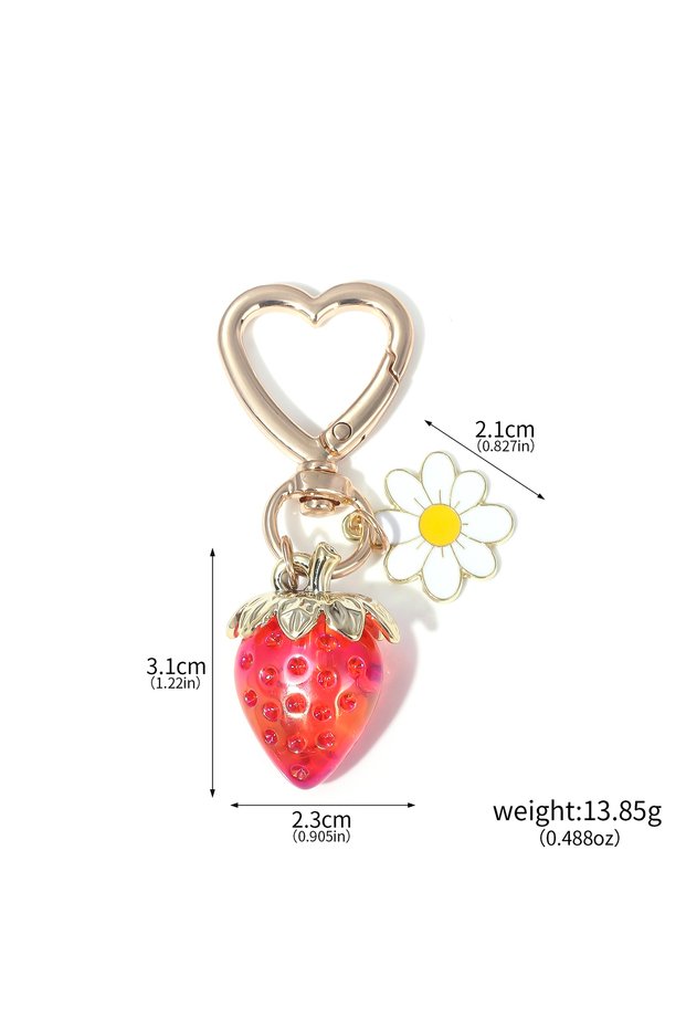 K00869-02 Cute Strawberry Bag Pendant Keychain Kawaii Heart Flower Daisy Key Chain for Women Girs Ba