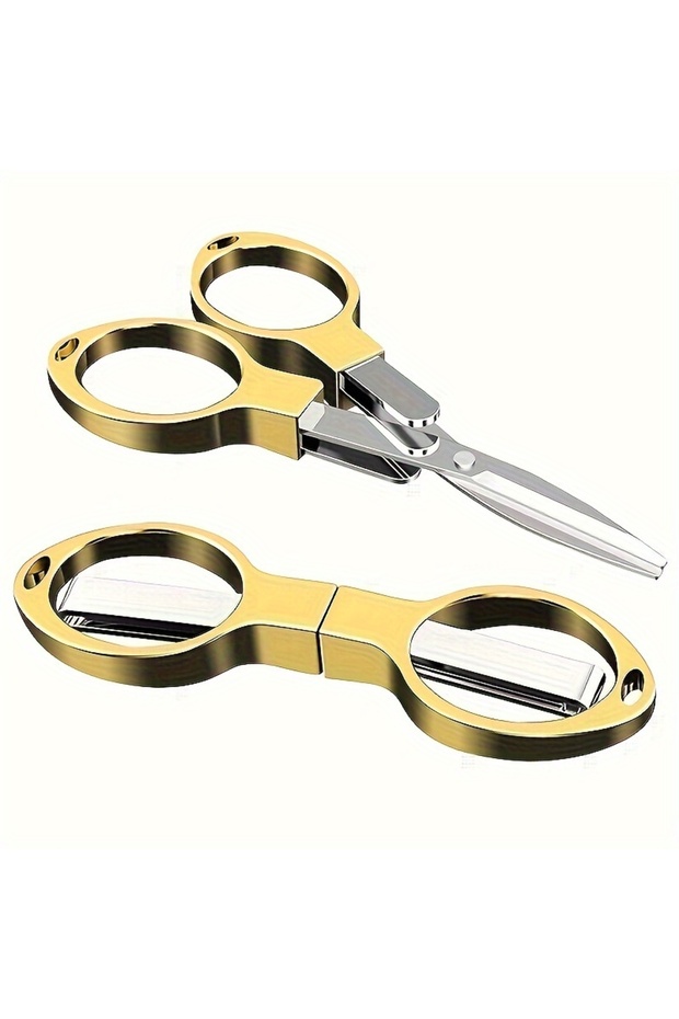 Golden metal 1Pcs Versatile Stainless Steel Folding Scissors - Retractable, Durable, and Portable fo