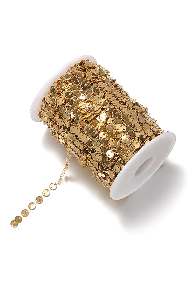 Golden 1Meter Stainless Steel Gold Round Disc Chains Bulk Sequins Chain For Diy Jewelry Making