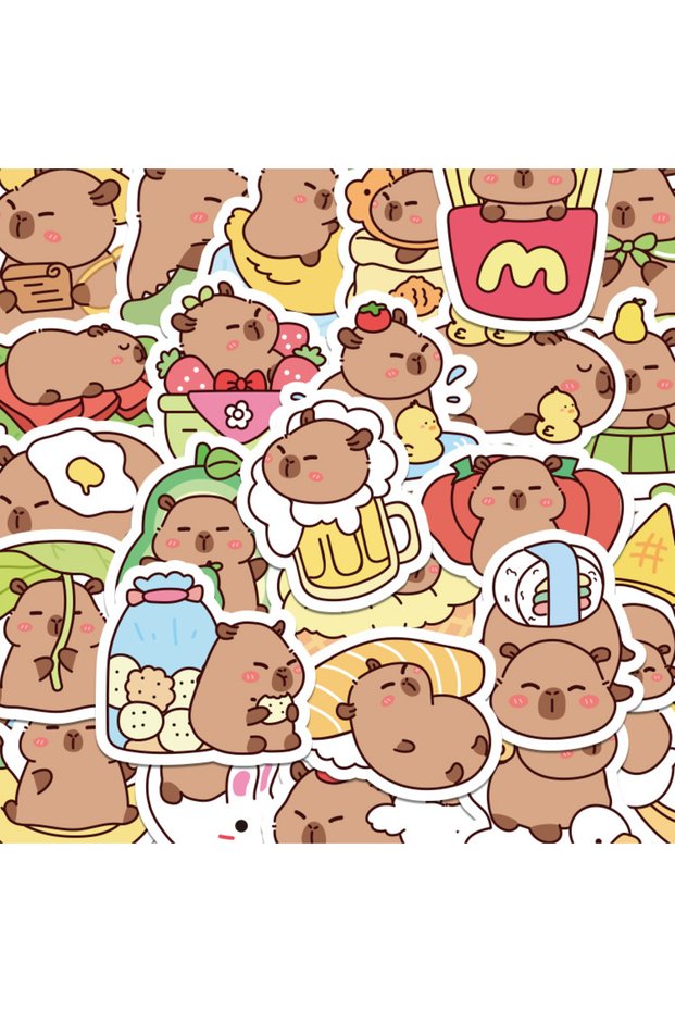 Bandai 100PCS 100PCS Cute Capybara Animals Cartoon Graffiti Stickers DIY Phone Guitar Laptop Noteboo