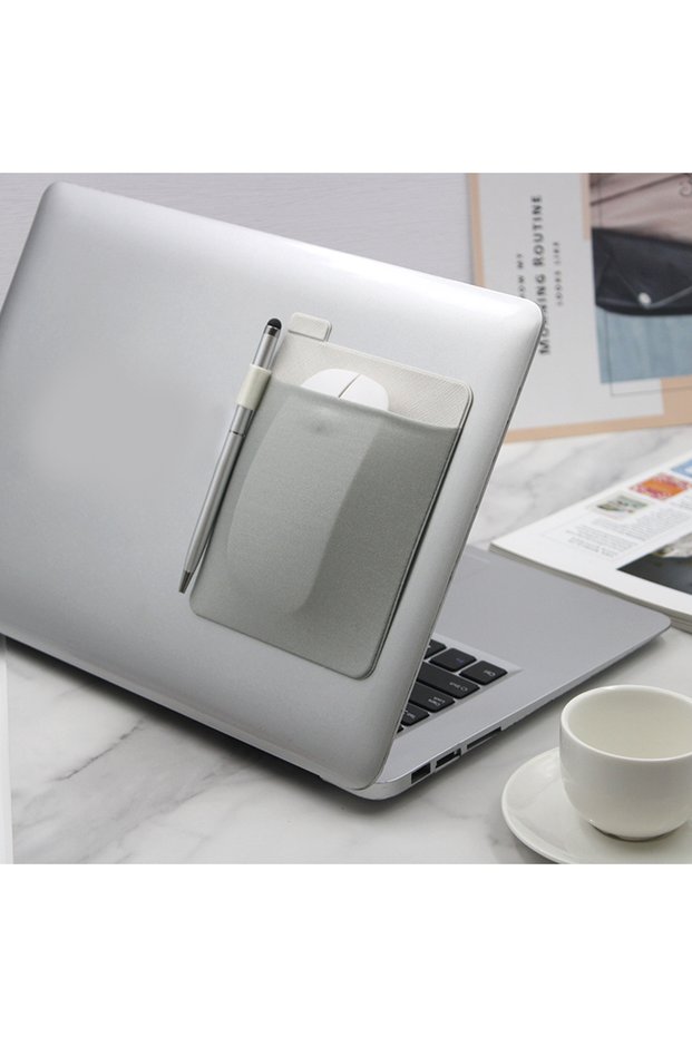 GRAY Portable Wireless Mouse Storage Bag with 3M Sticker Pen Hard Drive Storage Box Strong Self-Adhe