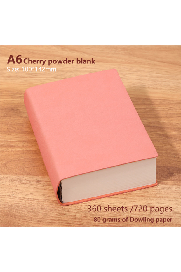A6 Pink 720 page blank inner notebook, soft synthetic leather surface, minimalist drawing book,ultra