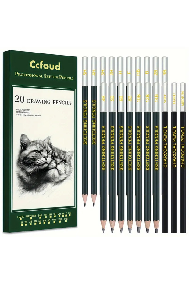 20 pcs sketch set 20/54/58/70/144 Drawing And Sketching Kit | Portable Travel Case | Graphite, Charc