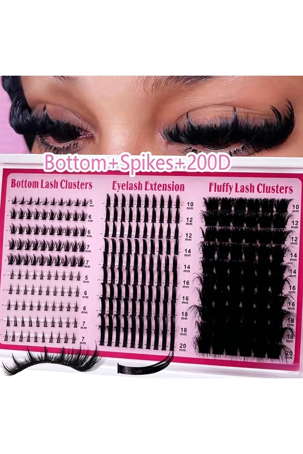 xianzi-4N1 Lash Extensions Kit Spikes Lash Individuals 3D Volume Eyelash Clusters D-Curly Lash Clust