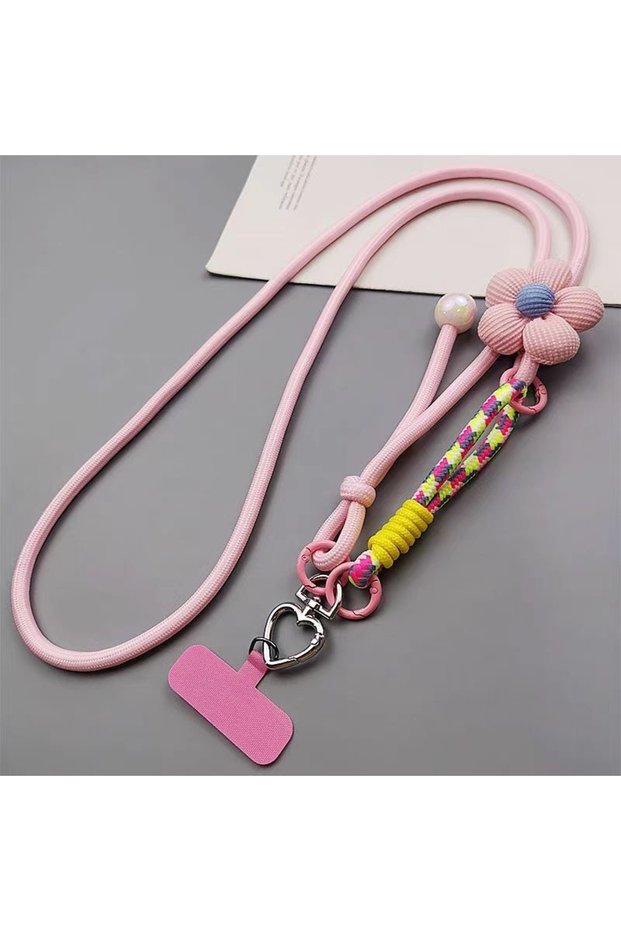 Polyester / Nylon Pink Carrying Mobile Phone Colorful Woven Lanyard Adjustable Bag Crossbody Rope An