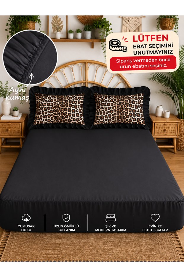 Ruffled Striped Elastic Bed Sheet Set