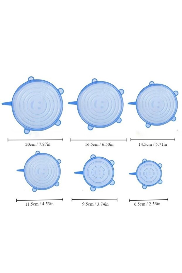 6pcs blue 6pcs Reusable Silicone Stretch Lids For Food Bowls - Multifunctional Fruit And Vegetable F