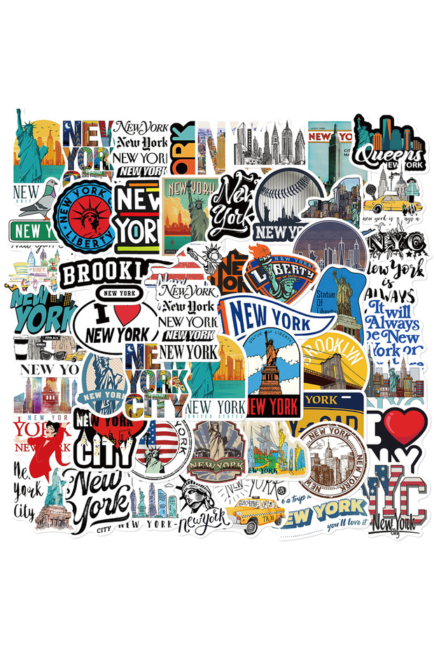 50PCS 50PCS Cartoon New York Stickers Adhesive DIY Guitar Laptop Luggage Skateboard Living Graffiti