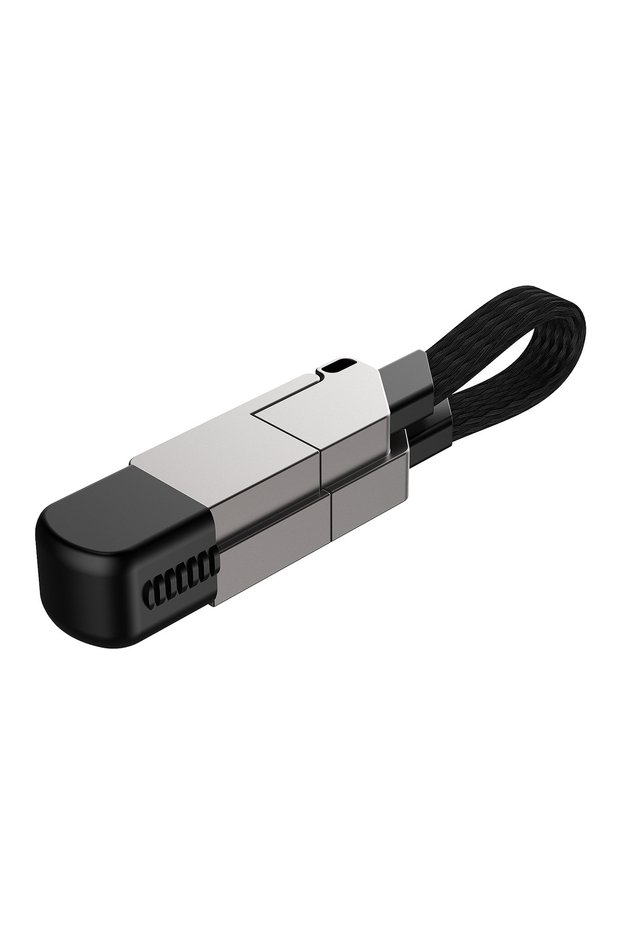 Black 6 In 1 Multi Fast Charging Cable Keychain Pd for Apple Iphone Lightning Andriod Type-C 60W Qc