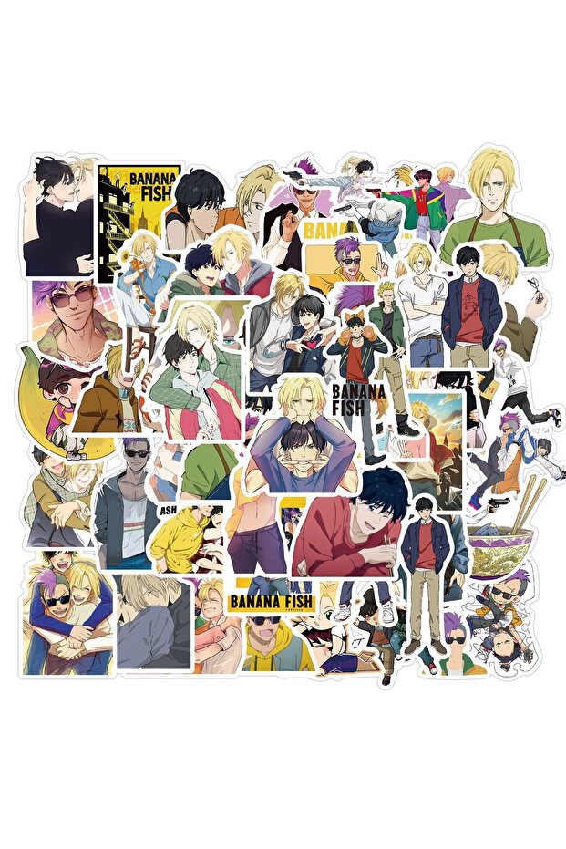 50pcs 50Pcs BANANA FISH Stickers Laptop Bicycle Guitar Skateboard Sticker Kid DIY Graffiti Waterproo