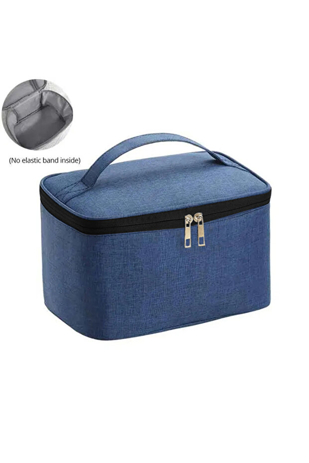 1pc Dark Blue 1pc Business Trip Men's Toiletry Bag Double Layer Large Capacity Cosmetic Bag Oxford C