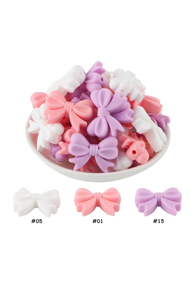 10pcs Set 2 Sunrony 10pcs Bowknot Silicon Beads Bow Tie Beads DIY For Jewelry Making DIY KeyChain Ne
