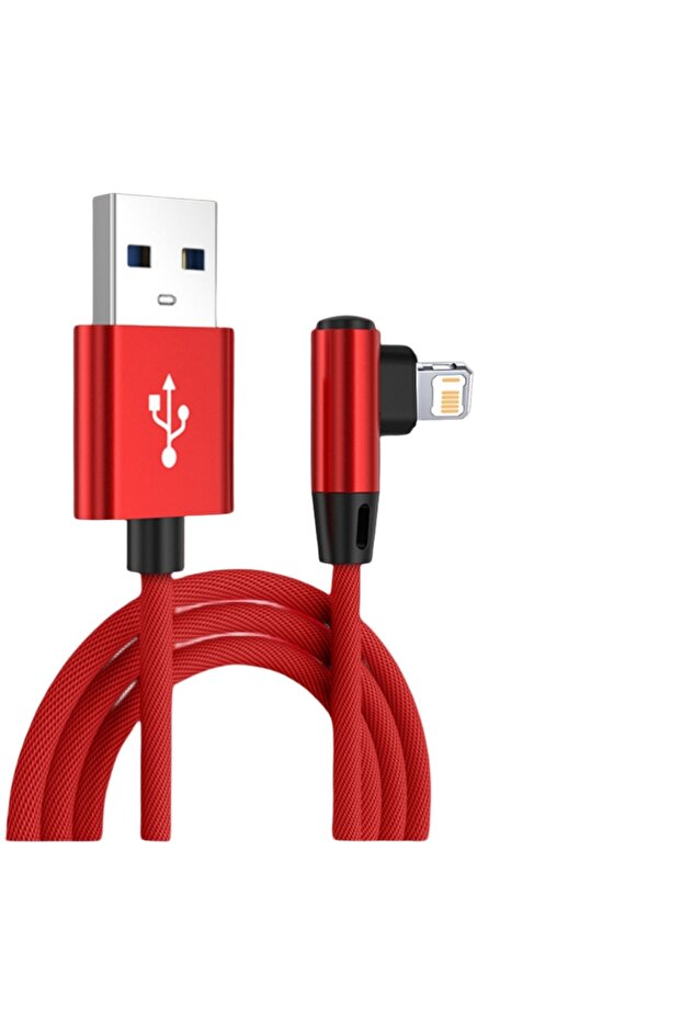 1m Red 90 Degree USB Cable For iPhone 14 13 12 11 Pro Max X XR 6s 7 8 Plus 1m 2m Lead Mobile Phone F