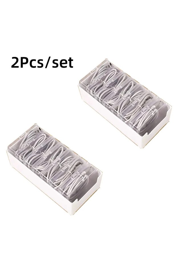 2Pcs set Cable Organizer, Durable Plastic Storage Box, Daily Office Supplies, Miscellaneous Loading