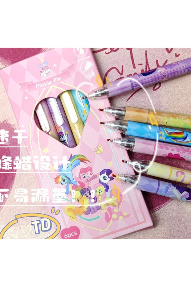 Hasbro 6 pieces per box Anime Kawaii Cute My Little Pony Neutral Pen Signature Pen Carbon Pen Statio
