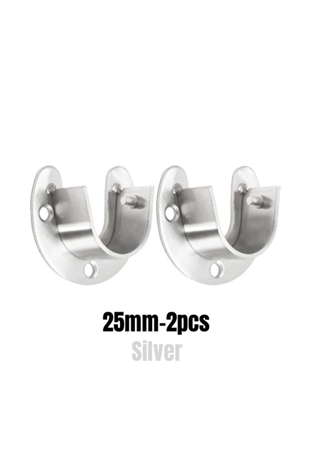 25mm Silver 2PCS 304 Stainless Steel Closet Rod Bracket 25/32mm Flange Seat,Wardrobe Hanger Rod Bas