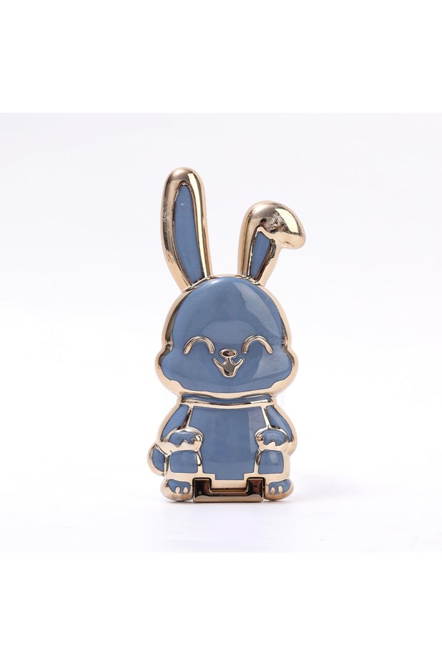 Blue Universal Mobile Phone Holder Cute Bunny Finger Ring Holder Foldable Cellphone Stand 2 In 1 Fin