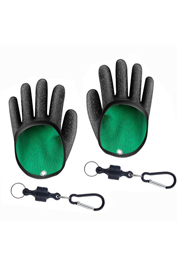 2 PCS Professional Anti-Slip Catch Fish Gloves with Magnet Release Puncture Proof Fishing Gloves for