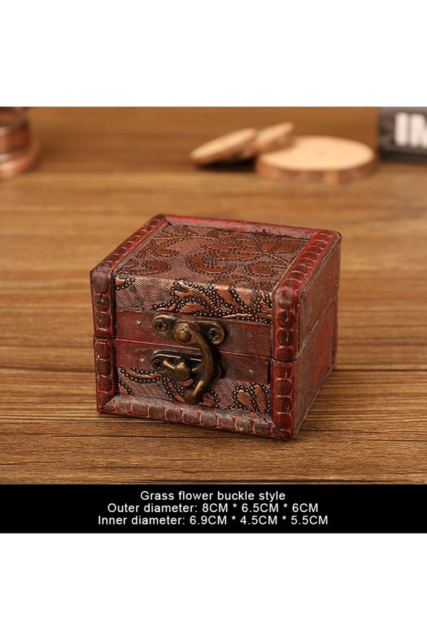 A1 Chinese Style Vintage Wooden Jewelry Box With Lock Trinket Packing Box For Ring Brooch Bracelets