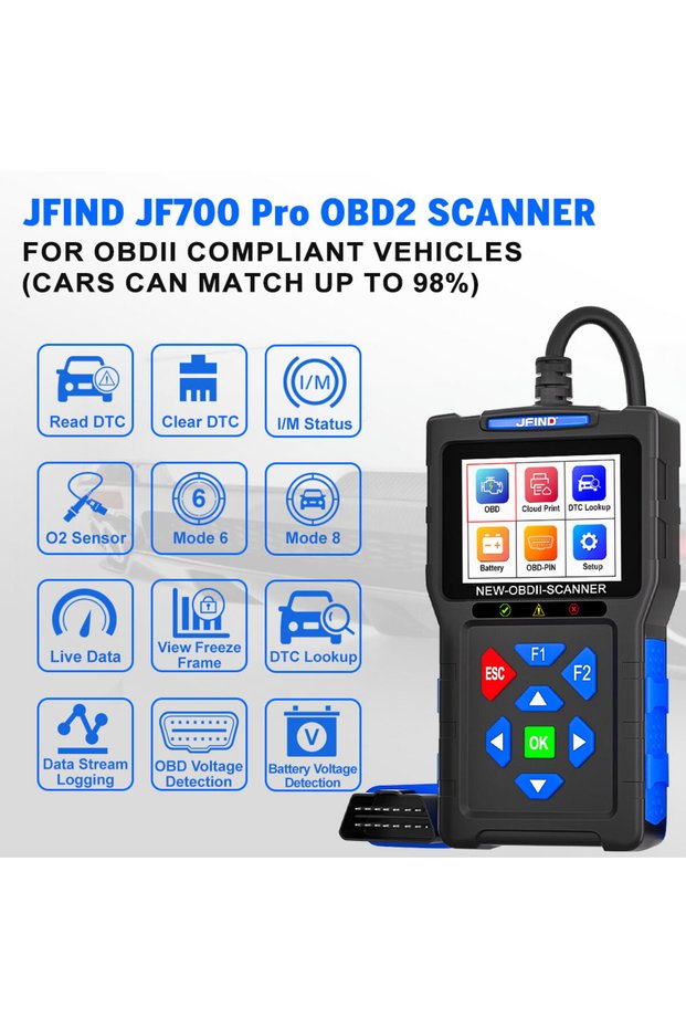 JFIND JF700 Pro OBD2 Scanner Fault Code Reader JFIND JF700 Car Motorcycle OBDII Diagnostic Tools Vol