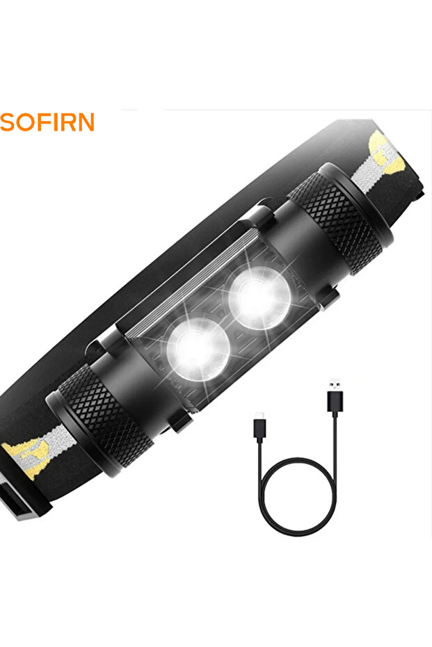 with battery H25S Headlamp 18650 Headlight Dual Luminus SST40 LED 1200lm USB Rechargeable Lamp