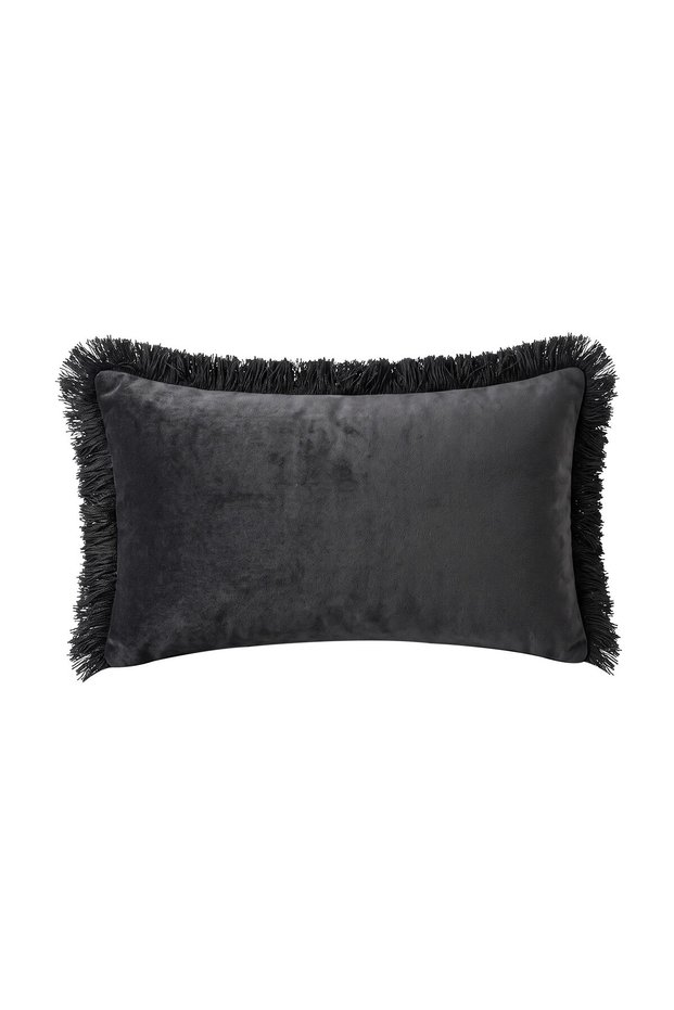 "Taupe" Tasseled Throw Pillow Cover - 30X50 - Smoked