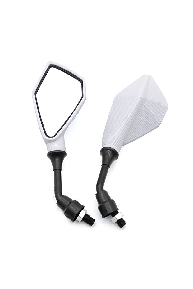 White 2pcs 10mm Wide Angle Adjustable Motorcycle Rearview Mirrors Flexible Bike Side View Mirrors f