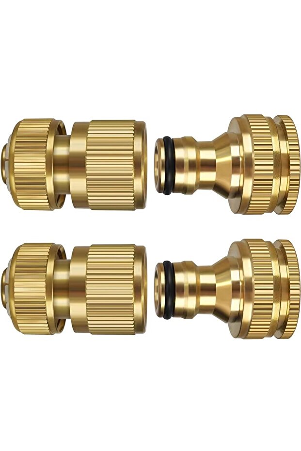 2 Set Garden Hose Connector,Solid Brass Garden Tap Connector,1/2 Inch and 3/4 Inch 2-in-1 Faucet Con