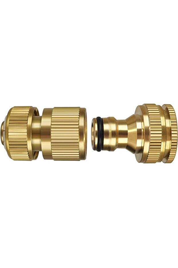 1 Set Garden Hose Connector,Solid Brass Garden Tap Connector,1/2 Inch and 3/4 Inch 2-in-1 Faucet Con