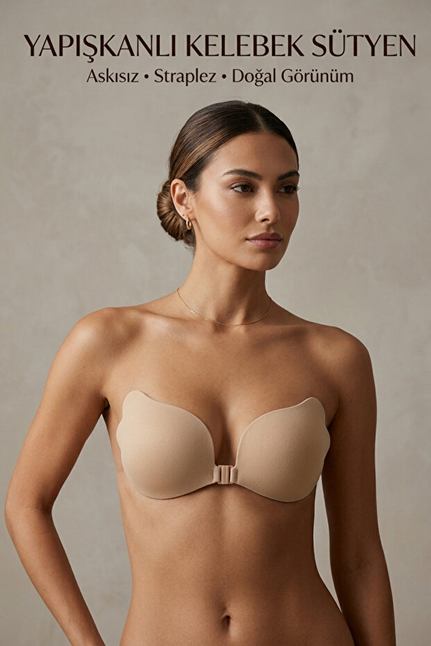 Low-Cut/Evening Dress Enhancing and Lifting Bra with High Adhesive Feature and Clasp