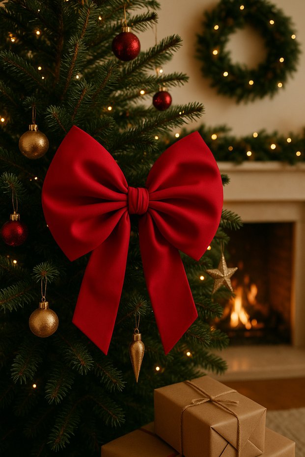 New Year Tree Ornament Christmas Red Bow 30X35 cm Small