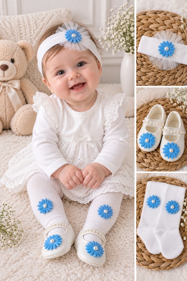 Baby Girl 0-6 Months 10cm Gift Booties Set with Luxury Velcro Fasteners