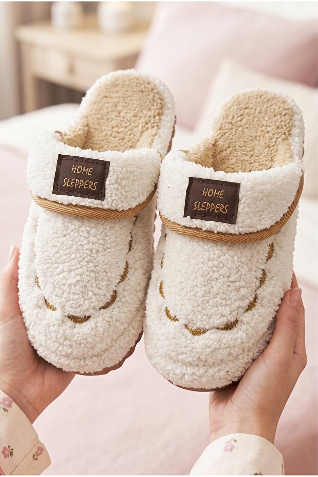 Women's Fur Lined Plush House Slippers Closed Toe Sole Winter Women's House Dowry Slippers 4 Seasons