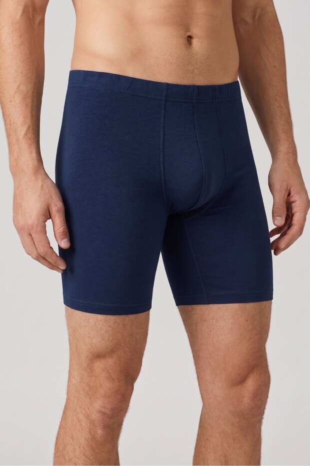 Men's Navy Blue Combed Modal Long Boxers