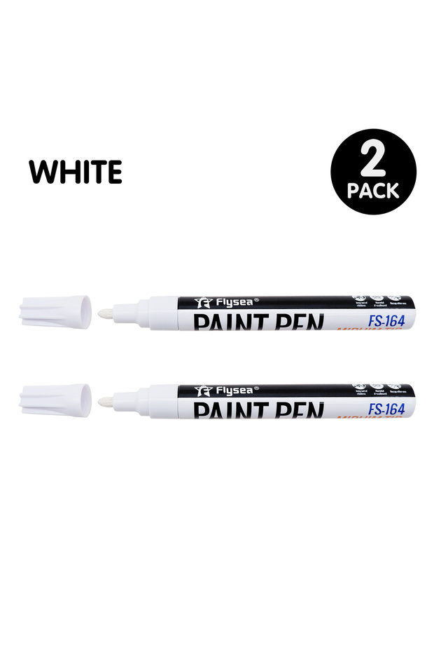 2pcs White Black/White Oil Based Paint Pens, Permanent Marker for Metal, Wood, Canvas, Fabric, Plast