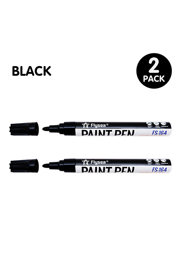 2pcs Black Black/White Oil Based Paint Pens, Permanent Marker for Metal, Wood, Canvas, Fabric, Plast