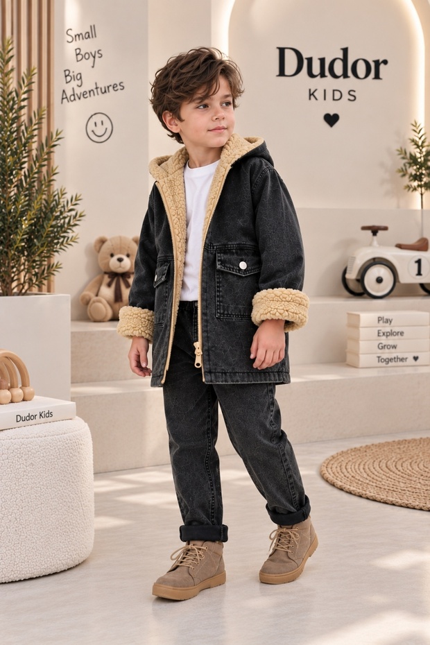 Boy's Hooded Wellsoft Garfield Thick Denim Coat