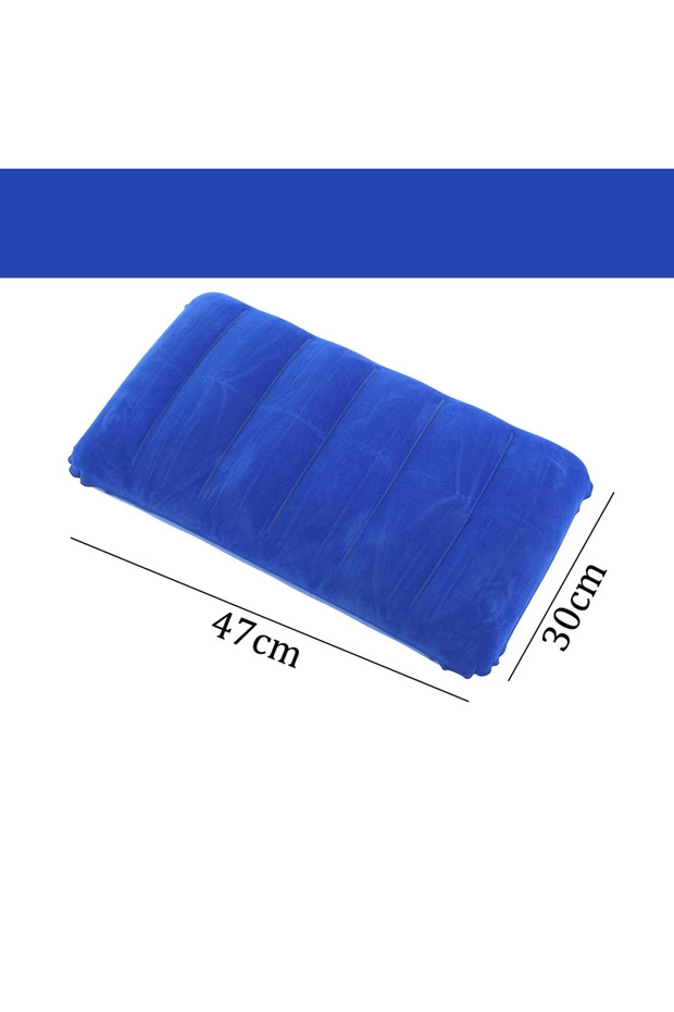 1pc-dark blue Air Cushion Pillows Outdoor Camping Folding Square Inflatable Pillows Travel Backrest