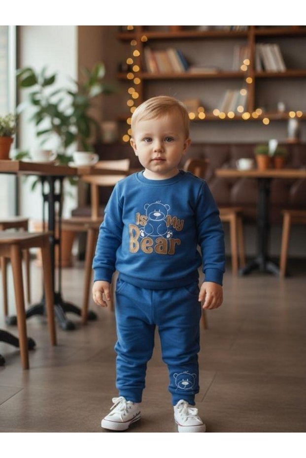 Baby Boy Cotton Teddy Bear Tracksuit Set