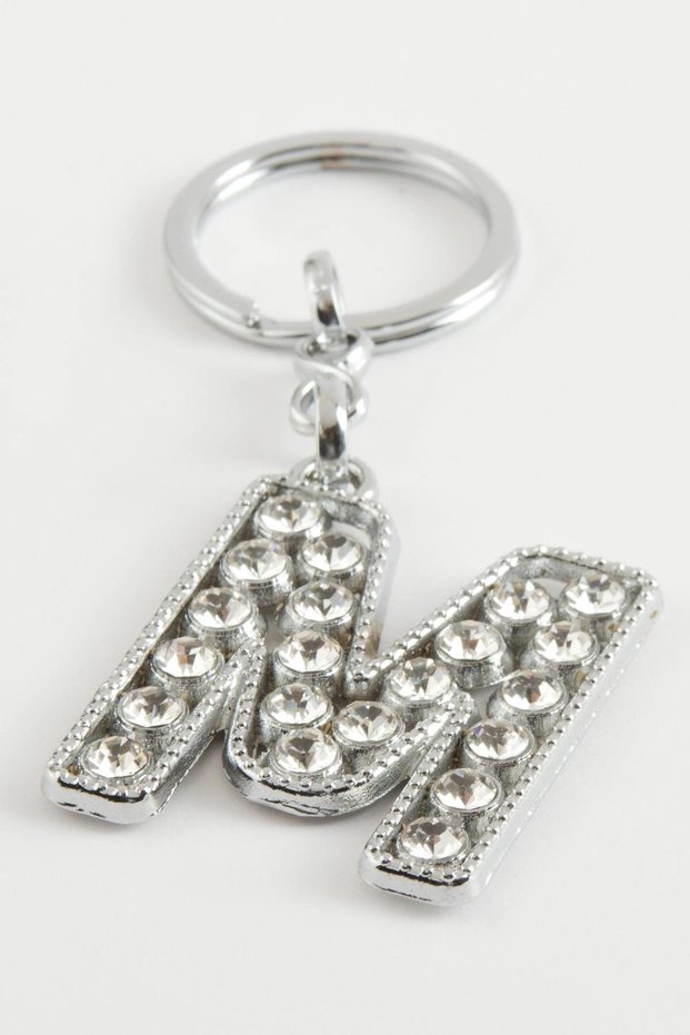 Lvsqvr Silver Colored Stone (141541) Letter Keychain-M